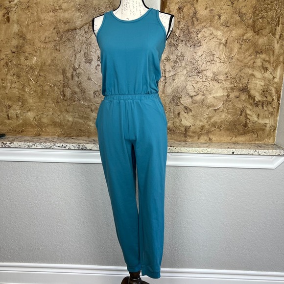 Athleta Pants - Athleta‎ Girl Hop Skip and a Jumpsuit XL/14 Teal Blue Athleisure Youth Stretch